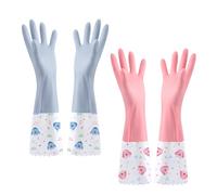 JYJLLM Velvet lining Marigold Gloves Medium for,washing up gloves large,kitchen gloves for washing dishes,Applicable to kitchen Premium Rubber Gloves for Work (1, Blue and pink wide mouth)