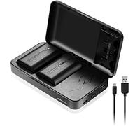 JYJZPB LP-E6 LP-E6N Battery (2 Pack) with Dual USB Charger Case, 2300mAh LPE6 Replacement Batteries for Canon EOS R5, R6, R7, R, 5D Mark II/III/IV, 5DS, 5DS R, 6D, 6D II, 7D, 7D II, 60D, 70D, 80D, 90D