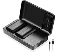 JYJZPB LPE6 LP-E6N for Canon Battery 2300mAh *2 Pack + Dual Charger Case