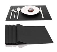 JYKJ Large Silicone Place Mats, Table Placemats Countertop Protection, Heat Resistant, Non Slip, Thick, Nonstick Pastry Mats, for Kitchen Dining Baby Kid,17.7 x 12.6 Inch, Set of 4 (Black)