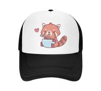 JYKJUEDZ Baseball Cap Cute Little Red Panda Eating Ramen Fashion Mesh Adjustable Hip Hop Unisex Baseball Polychromatic