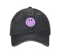 JYKJUEDZ Baseball Cap Purple Retro Smiley Happy Face Crayon on Offer Trucker Sunhat Women Men's