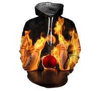 JYKJUEDZ Bowling Sports Hoodie Men's Clothing Long Sleeve Loose Comfortable Sweatshirt 3D Printed Funny Leisure Exercise Pullover White