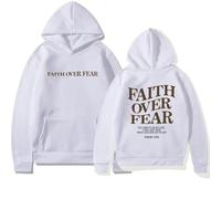 JYKJUEDZ Cross border E commerce Amazon Hot Casual Hoodie Faith Beyond Fear Autumn and Winter Unisex Cotton Printed Hoodie White