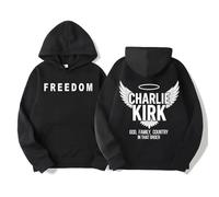 JYKJUEDZ Justice Charlie Kirk Autumn and Winter100% Printed Cotton Hoodie Fashion Trend Warm Casual Hoodie Y2k White