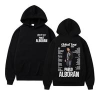 JYKJUEDZ Rap Singer Pablo Albor Á N's Global Tour Pattern Autumn Winter Men Women Classic Hip hop Retro Pure Cotton Oversized Hoodie White