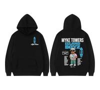 JYKJUEDZ Rapper Myke Towers Island Boyz Graphic Hoodie Streetwear Fall/Winter Men's Women's Cotton Hoodie Long Sleeve Sweatshirt White
