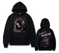 JYKJUEDZ Rock Singer Marilyn Manson Double Sided Printed Hoodie Men Fashion Printed Hoodie Casual Sweatshirt Hoodie Men Hoodie Clothing White