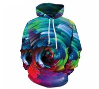 JYKJUEDZ Thick Color 3D Printed Hoodie Men Street Clothes Trees Squares Striped Pattern Long Sleeves Sweatshirt Casual Outdoor Sports Top White