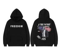 JYKJUEDZ True Patriot Charlie Kirk Freedom Hoodie Fall/Winter Men's Women's Pullover Unisex Classic Cotton Hoodie White