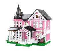 JYLWSMHU Pink Haunted House Building Blocks Set | Halloween Decor Collectible Display Model Kit for Teens and Adults