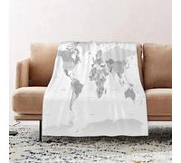 JYLYZZIN Fleece Blanket | Soft Cozy Flannel Throw Blanket | Perfect for Home, Bedroom, Sleepovers & Camping,Grey, Detailed World Map with All Countries and Major Cities Cap,100x130cm