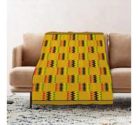 JYLYZZIN Fleece Blanket | Soft Cozy Flannel Throw Blanket | Perfect for Home, Bedroom, Sleepovers & Camping,Graphic Green Pattern Kente Zig Design Zag Path Life Beauty Red Ghana Africa Afr,100x130cm