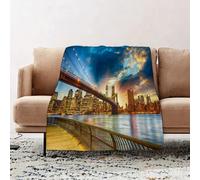 JYLYZZIN Fleece Blanket | Soft Cozy Flannel Throw Blanket | Perfect for Home, Bedroom, Sleepovers & Camping,Manhattan, New York City. Spectacular sunset city view,100x130cm