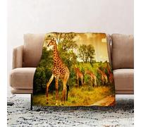 JYLYZZIN Fleece Blanket | Soft Cozy Flannel Throw Blanket | Perfect for Home, Bedroom, Sleepovers & Camping,Image of a South African giraffes big family graze in the wild forest wildlife a,100x130cm
