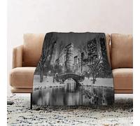 JYLYZZIN Fleece Blanket | Soft Cozy Flannel Throw Blanket | Perfect for Home, Bedroom, Sleepovers & Camping,Landscape Cityscape New York City in Winter Central Park Snowy Buildings Photo A,100x130cm