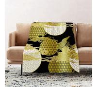 JYLYZZIN Fleece Blanket | Soft Cozy Flannel Throw Blanket | Perfect for Home, Bedroom, Sleepovers & Camping,Japanese pattern set. Seamless vector ornaments with traditional motives.,100x130cm