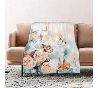 JYLYZZIN Fleece Blanket | Soft Cozy Flannel Throw Blanket | Perfect for Home, Bedroom, Sleepovers & Camping,Bouquet for the bride of yellow roses and white calla lily butterfly,100x130cm