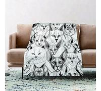 JYLYZZIN Fleece Blanket | Soft Cozy Flannel Throw Blanket | Perfect for Home, Bedroom, Sleepovers & Camping,Detailed realistic hand drawn sphynx british maine coon abyssinian cat portrait.,130x150cm