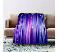 JYLYZZIN Fleece Blanket | Soft Cozy Flannel Throw Blanket | Perfect for Home, Bedroom, Sleepovers & Camping,Eggplant, abstract colorful rays background with white stars space inspiring,100x130cm