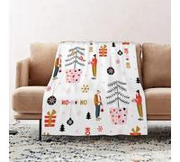 JYLYZZIN Fleece Blanket | Soft Cozy Flannel Throw Blanket | Perfect for Home, Bedroom, Sleepovers & Camping,Christmas seamless pattern with tree gift people toys. Scandinavian style. Vecto,100x130cm