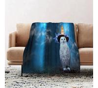 JYLYZZIN Fleece Blanket | Soft Cozy Flannel Throw Blanket | Perfect for Home, Bedroom, Sleepovers & Camping,Funny polar owl in wizard hat sits on moss-covered ground on magic dark forest b,100x130cm