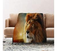JYLYZZIN Fleece Blanket | Soft Cozy Flannel Throw Blanket | Perfect for Home, Bedroom, Sleepovers & Camping,African lion and night in Africa. African savannah moonlight landscape king of a,130x150cm