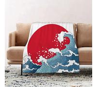 JYLYZZIN Fleece Blanket | Soft Cozy Flannel Throw Blanket | Perfect for Home, Bedroom, Sleepovers & Camping,Japanese wave. Japanese big waves raging ocean and vintage sea water. Japan ocea,130x150cm