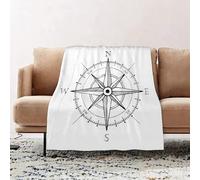 JYLYZZIN Fleece Blanket | Soft Cozy Flannel Throw Blanket | Perfect for Home, Bedroom, Sleepovers & Camping,Compass, Hand Drawn Compass Windrose North and South East West Instructions,100x130cm