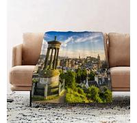 JYLYZZIN Fleece Blanket | Soft Cozy Flannel Throw Blanket | Perfect for Home, Bedroom, Sleepovers & Camping,Cityscape,Edinburgh Town Aerial View of Historical Buildings Heritage Panorama A,100x130cm