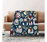 JYLYZZIN Fleece Blanket | Soft Cozy Flannel Throw Blanket | Perfect for Home, Bedroom, Sleepovers & Camping,Cute people and pets with Christmas elements. Blue funny winter seamless pattern,100x130cm