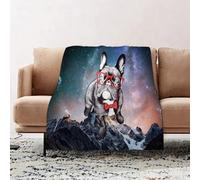 JYLYZZIN Fleece Blanket | Soft Cozy Flannel Throw Blanket | Perfect for Home, Bedroom, Sleepovers & Camping,Image Portrait bulldog in the cravat and with glasses. Vector illustration.,130x150cm