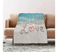 JYLYZZIN Fleece Blanket | Soft Cozy Flannel Throw Blanket | Perfect for Home, Bedroom, Sleepovers & Camping,Inscription LOVE in the sand on a tropical island Maldives.,100x130cm