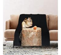 JYLYZZIN Fleece Blanket | Soft Cozy Flannel Throw Blanket | Perfect for Home, Bedroom, Sleepovers & Camping,Great Siberian Chipmunk Mouse on a Tree Stump Mouse,100x130cm