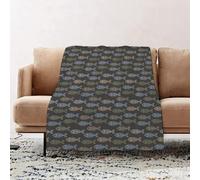 JYLYZZIN Fleece Blanket | Soft Cozy Flannel Throw Blanket | Perfect for Home, Bedroom, Sleepovers & Camping,Seamless pattern fish on beige background. Minimalist ornament with sea animals.,100x130cm