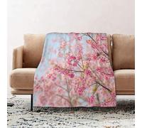 JYLYZZIN Fleece Blanket | Soft Cozy Flannel Throw Blanket | Perfect for Home, Bedroom, Sleepovers & Camping,Japanese Sakura Cherry Blossom Floral Branches, Full of Spring Beauty Images,100x130cm
