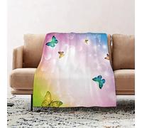 JYLYZZIN Fleece Blanket | Soft Cozy Flannel Throw Blanket | Perfect for Home, Bedroom, Sleepovers & Camping,Cute butterfly watercolor. beautiful flying butterfly,100x130cm