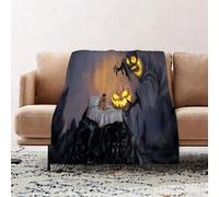 JYLYZZIN Fleece Blanket | Soft Cozy Flannel Throw Blanket | Perfect for Home, Bedroom, Sleepovers & Camping,Children have nightmares on Halloween night.digital paining,100x130cm