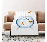 JYLYZZIN Fleece Blanket | Soft Cozy Flannel Throw Blanket | Perfect for Home, Bedroom, Sleepovers & Camping,Aquarium, Goldfish jumping out of the Freedom Fishbowl Escape Challenge T,130x150cm