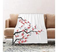 JYLYZZIN Fleece Blanket | Soft Cozy Flannel Throw Blanket | Perfect for Home, Bedroom, Sleepovers & Camping,Japanese,Simplistic Cherry Blossom Tree Asian Botanic Themed Pattern Fresh O,100x130cm