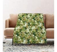 JYLYZZIN Fleece Blanket | Soft Cozy Flannel Throw Blanket | Perfect for Home, Bedroom, Sleepovers & Camping,Green frog, tary camouflage with various ArtPrint frog patterns, orange and bl,100x130cm