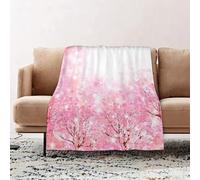 JYLYZZIN Fleece Blanket | Soft Cozy Flannel Throw Blanket | Perfect for Home, Bedroom, Sleepovers & Camping,Light pink, Japanese cherry blossom sakura tree with a romantic influence of Asi,100x130cm