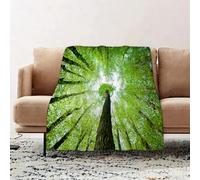 JYLYZZIN Fleece Blanket | Soft Cozy Flannel Throw Blanket | Perfect for Home, Bedroom, Sleepovers & Camping,Looking up into the Canopy of a Green Forest of Oak and Lime Trees,100x130cm