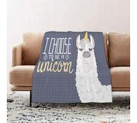 JYLYZZIN Fleece Blanket | Soft Cozy Flannel Throw Blanket | Perfect for Home, Bedroom, Sleepovers & Camping,cute cartoon lama alpaca with unicorn horn.polka dot seamless background.hand dr,100x130cm