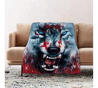 JYLYZZIN Fleece Blanket | Soft Cozy Flannel Throw Blanket | Perfect for Home, Bedroom, Sleepovers & Camping,Illustration of Angry wolf head on colorful abstract background,130x150cm