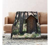 JYLYZZIN Fleece Blanket | Soft Cozy Flannel Throw Blanket | Perfect for Home, Bedroom, Sleepovers & Camping,wood cabin in the middle of the forest,100x130cm