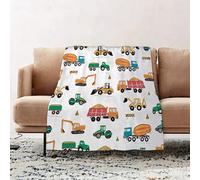 JYLYZZIN Fleece Blanket | Soft Cozy Flannel Throw Blanket | Perfect for Home, Bedroom, Sleepovers & Camping,Construction machines building hand drawn doodle cartoon seamless pattern,100x130cm