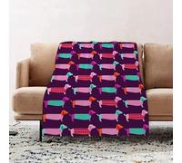 JYLYZZIN Fleece Blanket | Soft Cozy Flannel Throw Blanket | Perfect for Home, Bedroom, Sleepovers & Camping,Dachshund,Sixties Inspired Color Palette with Abstract,100x130cm