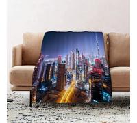 JYLYZZIN Fleece Blanket | Soft Cozy Flannel Throw Blanket | Perfect for Home, Bedroom, Sleepovers & Camping,City, night in Dubai Vivid Display United A,100x130cm