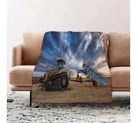 JYLYZZIN Fleece Blanket | Soft Cozy Flannel Throw Blanket | Perfect for Home, Bedroom, Sleepovers & Camping,Farmer Farmer Tractor Plow Plowing Agricultural Field Industrial Farm Rural Harv,100x130cm